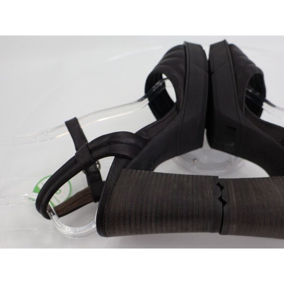Paul Green Leslie Heel Black Leather Open Toe Ankle Strap Sandal Size US 9.5 - Picture 7 of 13
